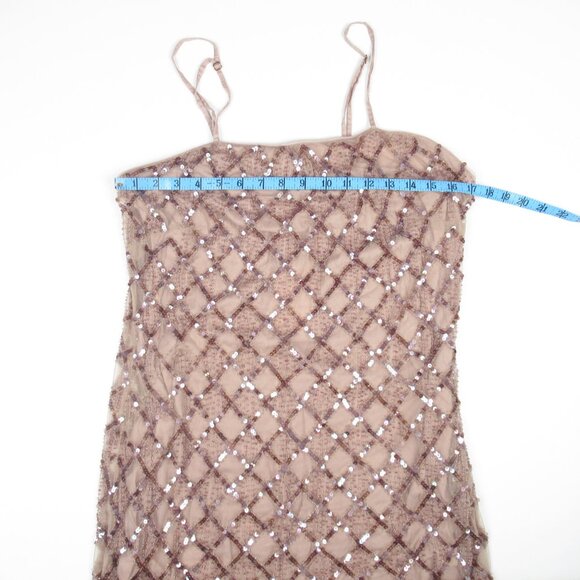 Anthropologie Let Me Be Checked Shine Dress Mauve Beaded Sequined - Large - Picture 5 of 11